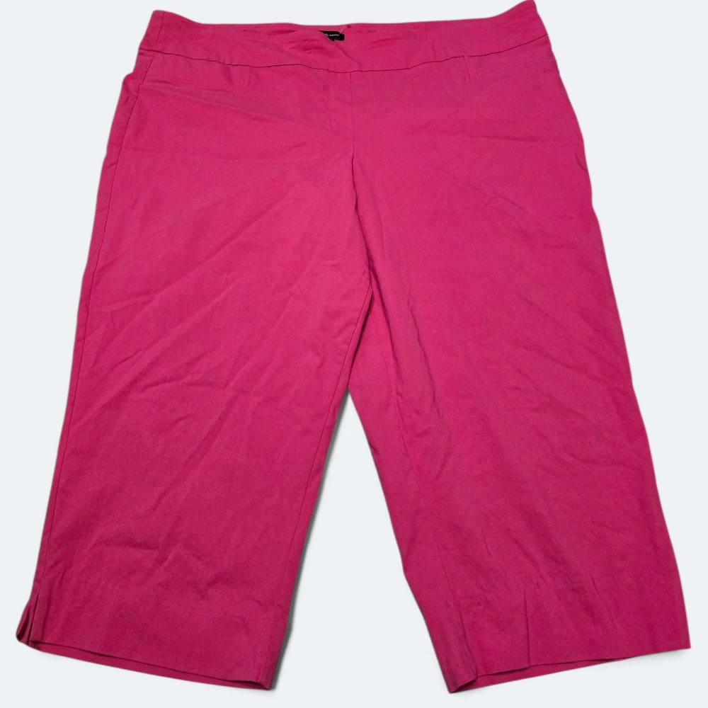 Zac & Rachel Woman Size 24W Hot Pink Pull On Crop Pants Stretch Capris